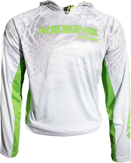 White/Green Vented/Hooded Long Sleeve