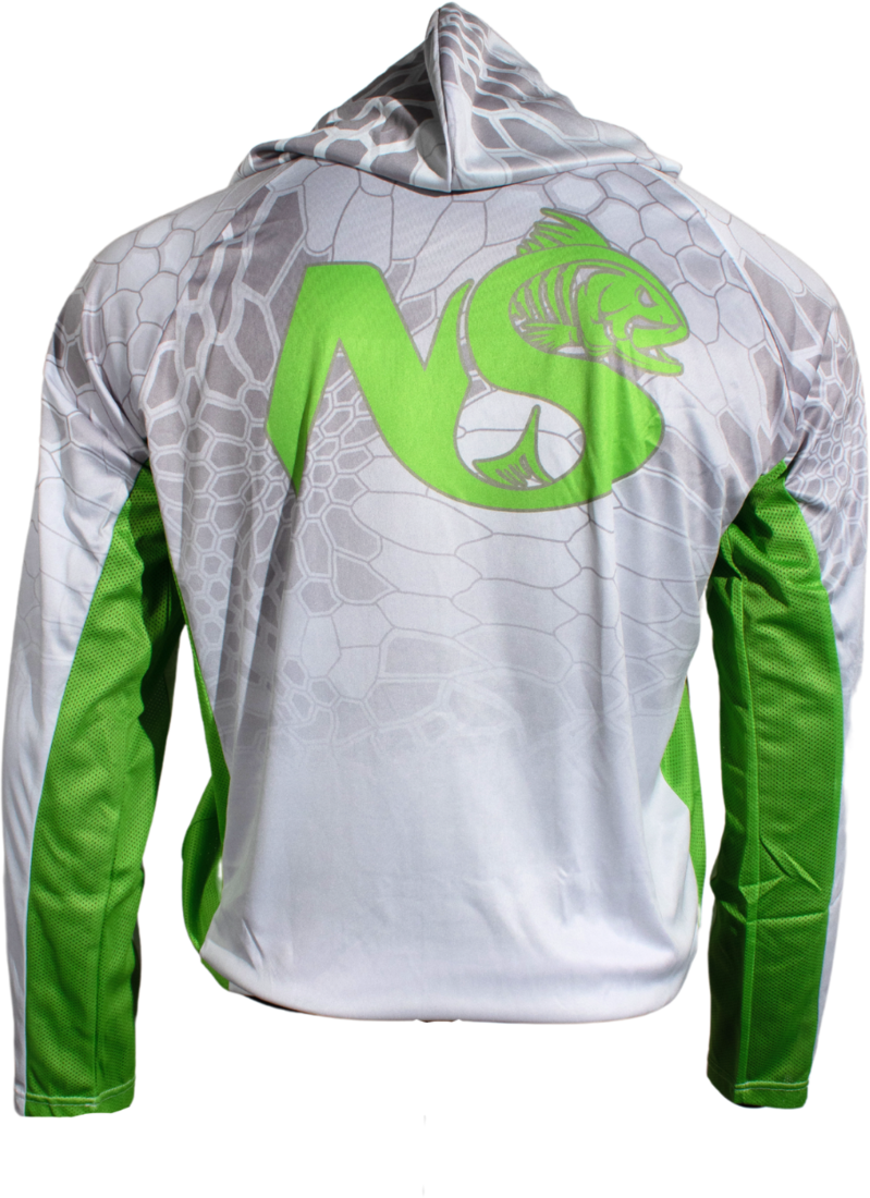 White/Green Vented/Hooded Long Sleeve