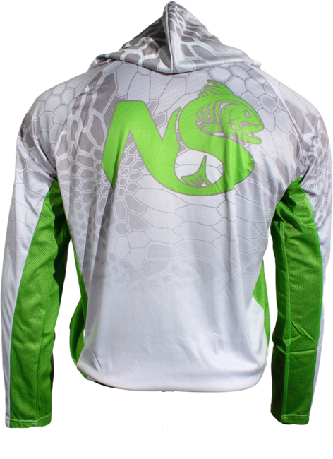 White/Green Vented/Hooded Long Sleeve