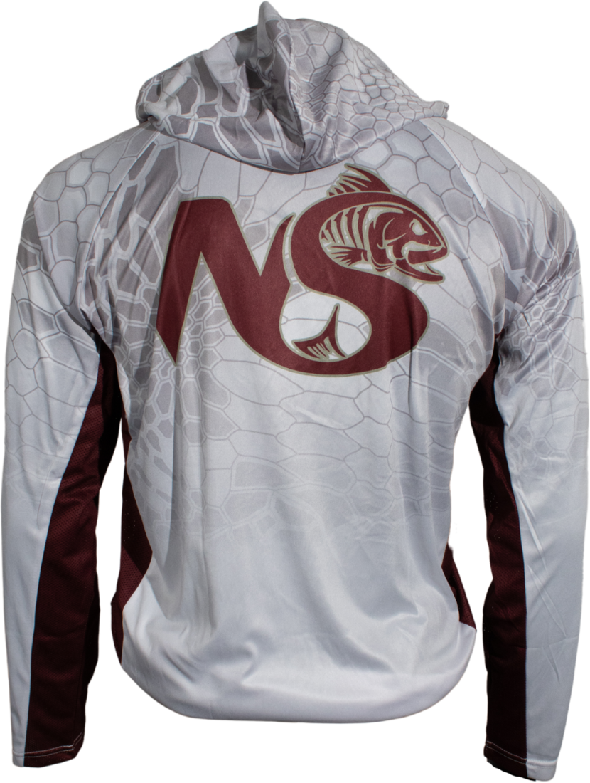 White/Maroon Vented/Hooded Long Sleeve