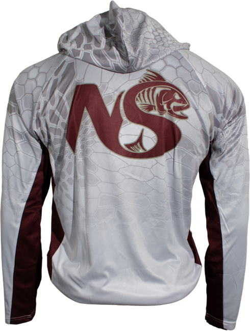 White/Maroon Vented/Hooded Long Sleeve